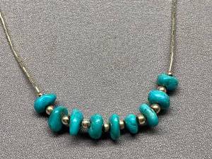 lot 18B image: Handcrafted Turquoise Bead Necklace Silver