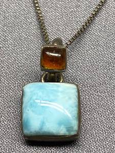 lot 19B image: 925 Sterling Silver Larimar Pendant Necklace