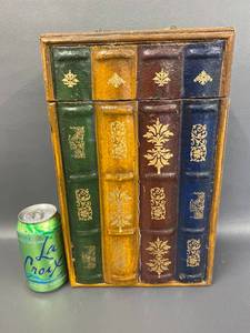 lot 21B image: Vintage Book Design Wooden Storage Box