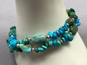 lot 60B image: Handcrafted Turquoise Stone Bracelet Sterling Silver