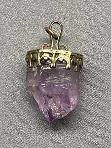 lot 63B image: Vintage Amethyst Crystal Pendant with Sterling Silver Setting