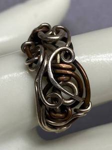 lot 65B image: Handcrafted Artisan Mixed Metal Wire Ring