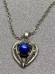 lot 67B image: Elegant Sterling Silver Necklace with Blue Stone Pendant