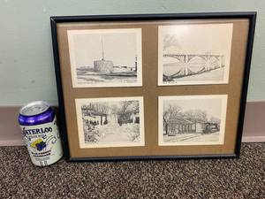 lot 72F image: Minnesota Landmarks Illustrations Framed Set