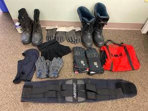lot 73F image: Nevin Protective Gear Set Gloves, Boots, Back Support