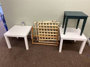 lot 74F image: Lot of Side Tables Slatted Frame Drying Rack