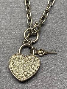 lot 79B image: Crystal Sterling Heart Necklace with Key Charm