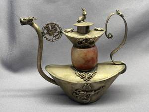 lot 94B image: Vintage Decorative Dragon Teapot with Metalwork