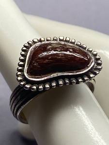 lot 102B image: Sterling Silver Ring with Unique Brown Stone