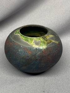 lot 106B image: Raku Pottery Vase Signed KKD Artisanal Piece
