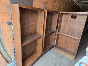 lot 4 image: Lot of 3 Wooden Bookshelves with Adjustable Shelves