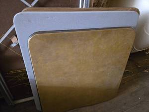 lot 21 image: Set of 3 Folding Card Tables with Metal Frames - 2 Standard Size, One a Little Smaller
