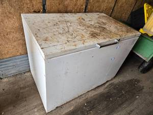 lot 26 image: Large Used Chest Freezer with Rust and Wear