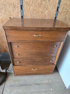 lot 27 image: Vintage Wooden Dresser with Brass Handles