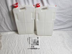lot 56 image: Set of 2 One-Gallon Narrow Drink Dispensers with Red Spouts