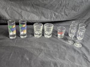 lot 74 image: Lot of 9 Assorted Shot Glasses