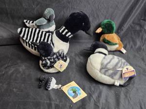 lot 103 image: Loon Plush Toys and Wooden Loon Whistle