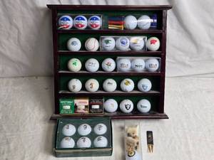 lot 111 image: Golf Ball Display with Multiple Stamped Golf Balls