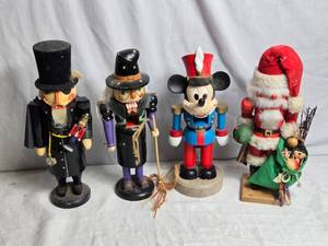 lot 128 image: 4 Assorted Nutcracker Figurines - Mickey Mouse, Witch and More