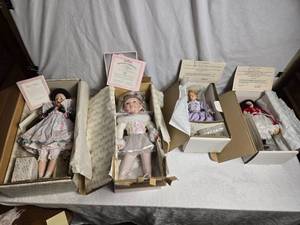 lot 132 image: 4 Porcelain Dolls with Certificates of Authenticity - Goldilocks, Little Red Riding Hood, Mary Mary by Helen Kish, My Little Ballerina by Kathy Barry-Hippenstee and More