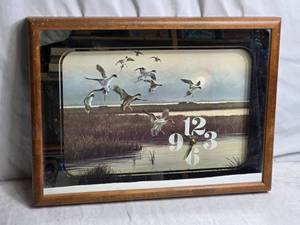 lot 159 image: Framed Quartz Wall Clock with Bird Scene Artwork