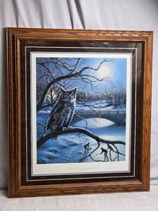 lot 164 image: Herb Brooks and Artis James A. Meger Signed Hoot N Holler - Great Horned Owl Limited Edition Print with Frame,