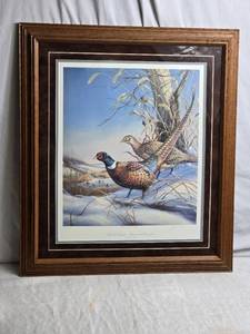 lot 166 image: Herb Brooks and Artist James A. Meger Signed  Uninvited Guests - Ringnecked Pheasants - 15169500