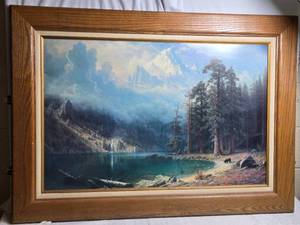 lot 168 image: Framed Landscape Artwork Mount Corcoran by Albert Bierstadt