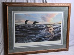 lot 171 image: Signed Ron Van Gilder Minnesota Legacy - Distant Shores, Loons Limited Edition Print, Signed and Numbered DU 8120