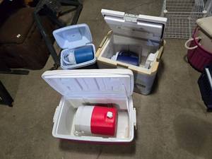 lot 198 image: 3 Coolers with Beverage Dispensers