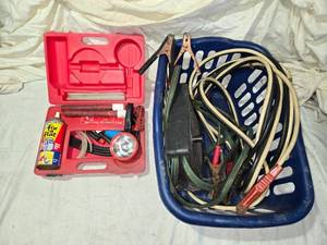 lot 208 image: Automotive Emergency Kit with Jumper Cables and Tools