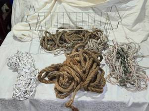 lot 210 image: Variety of Rope in Metal Wire Basket