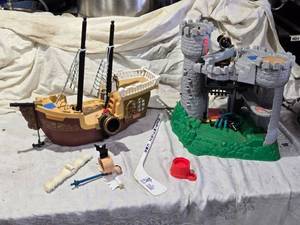 lot 220 image: Assorted Toy Set with Castle, Pirate Ship, and Accessories