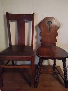 lot 21 image: Two Vintage Wood Chairs