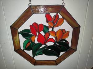 lot 25 image: Floral Stained Glass