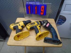 DeWalt 18 volt cordless drill & Ryobi flashlight. No battery or charger. As shown.