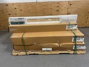 VERANDA Lot of 23-  4 ft. x 6 ft. Vinyl Framed Fence Gate Kits Wht-Blk Hdw (Retail value of $4,117)