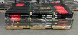 PEAK Lot of 64-  6 ft. Black Aluminum Deck Railing Stair Hand and Base Rail Kits for 42 in. High System (Retail value of $7,808)