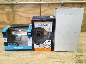 Lot of 2 Deadbolts and A Door Handle