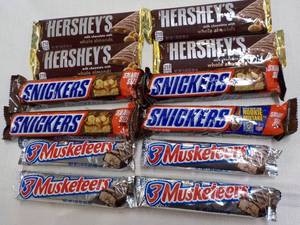 Hersheys, Snickers and 3 Musketeer...