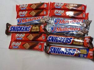Kit Kat, 3 Musketeers and Snickers ...