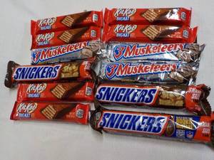 Kit Kat, 3 Musketeers and Snickers ...