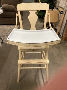 lot 132 image: Vintage High Chair with Enamel Tray