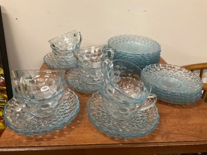 lot 134 image: 32 Piece Blue Anchor Hocking Bubble Glass