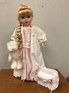 lot 13 image: Porcelian Doll on Stand