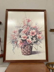 lot 25 image: Flowers in basket print
