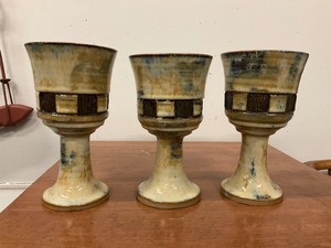 lot 64 image: Three Pottery Chalises