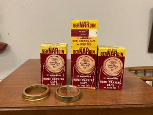 lot 76 image: Discontinued BerNardin 63 Narrow Mouth Home Canning Caps