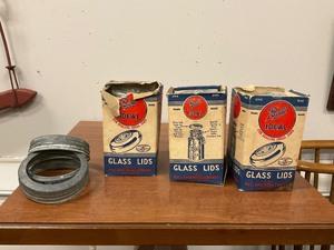 lot 79 image: 3 packs of Ball Ideal Glass Lids and three rings