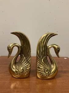 Gorgeous Brass Swan bookends